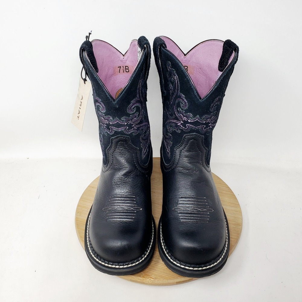 Ariat Fatbaby Boots Womens 7.5 Black Purple Cowboy Western Shoes - Picture 4 of 14